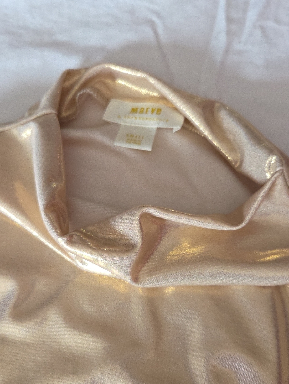 Maeve Metallic Gold Cowl Neck Top